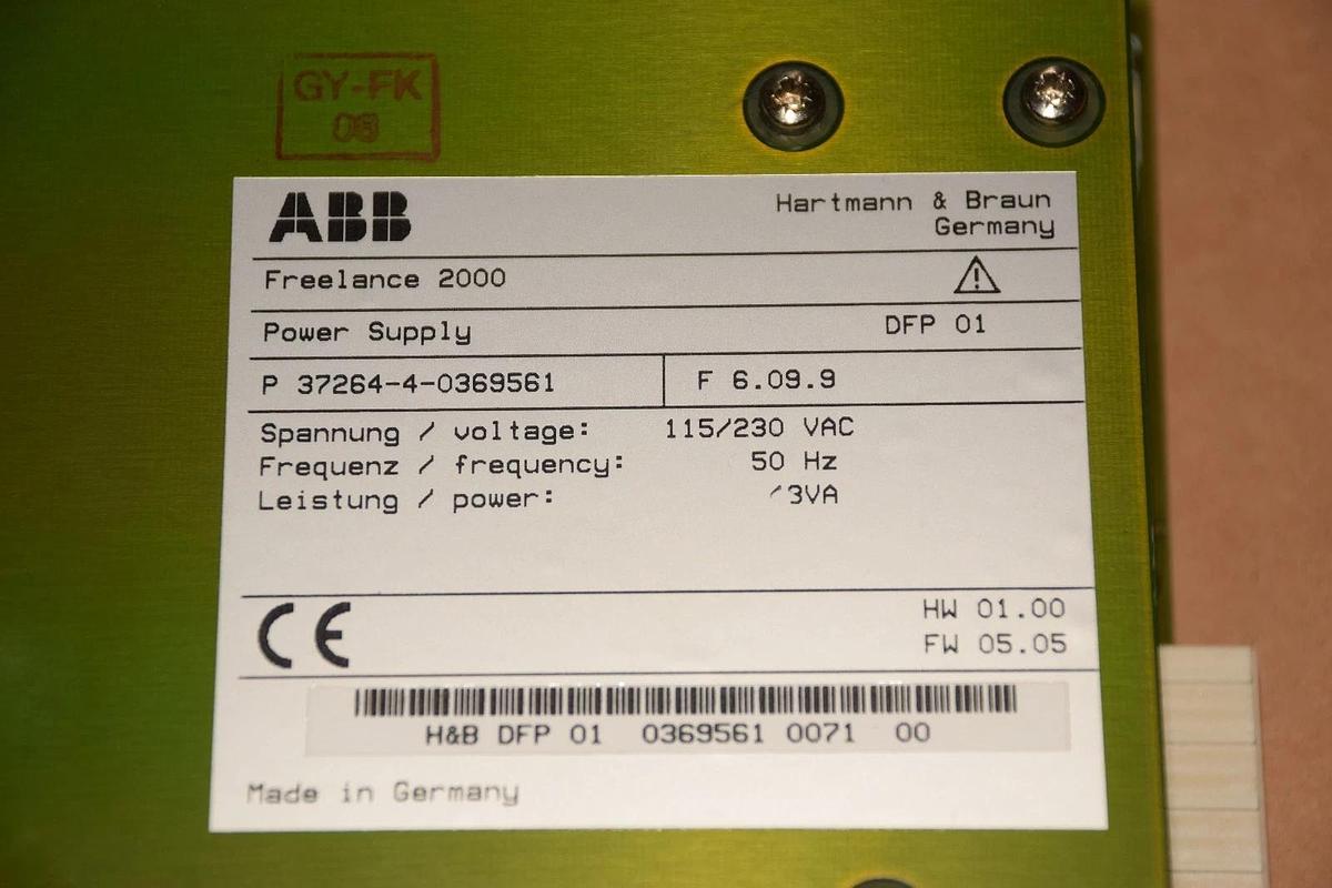 Used ABB FIELD CONTROLLER FREELANCE 2000 POWER SUPPLY P 37264-4-0369561 115/230v