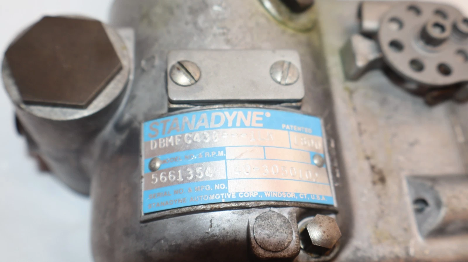 Used Standadyne Injector Fuel Pump DBMFC433-1LK RPM1800 40-3050102