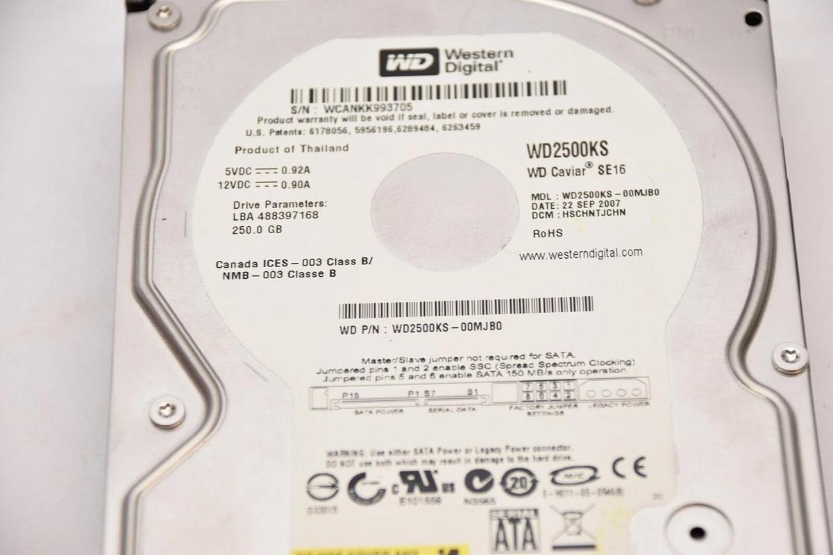Used WESTERN DIGITAL WD2500KS WD25KS-00MJB0 250GB WD Caviar SE16 Hard Drive