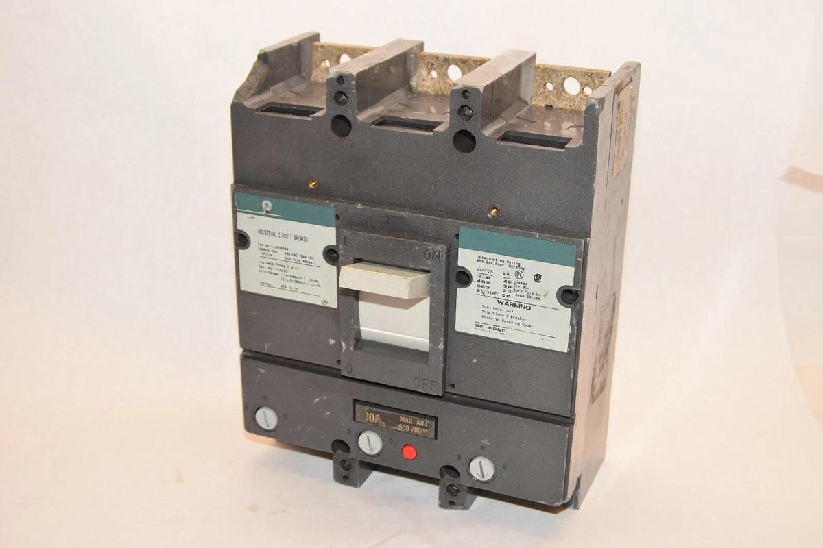Used GENERAL ELECTRIC TJJ436200 200A 200 Amp 3P MAG ADJ 600-2000A Circuit Breaker