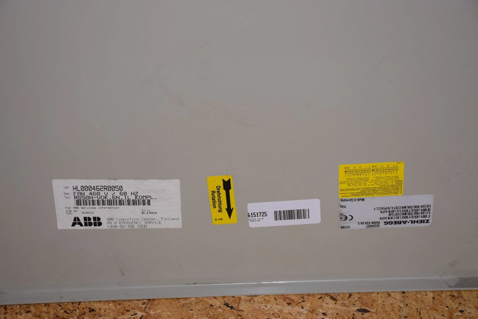 Ziehl Abegg Large radial air blower ABB RG50N-VDK.6N.1L 00234607 122288 3ph 400