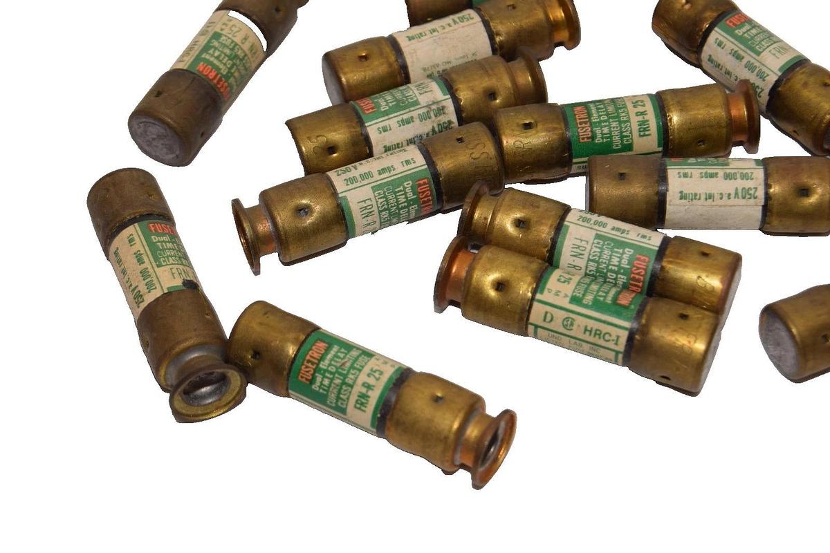 Fusetron FRN-R-25 , FRNR25 25A Amp Time Delay Fuse (New - Lot of 13)