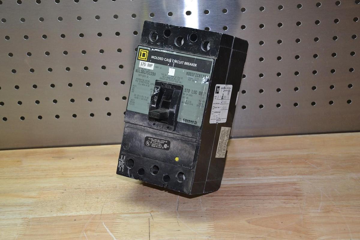 Used SQUARE D KHL361751290 CIRCUIT BREAKER 175AMP 3POLE 600V W/SHUNT 48Vdc