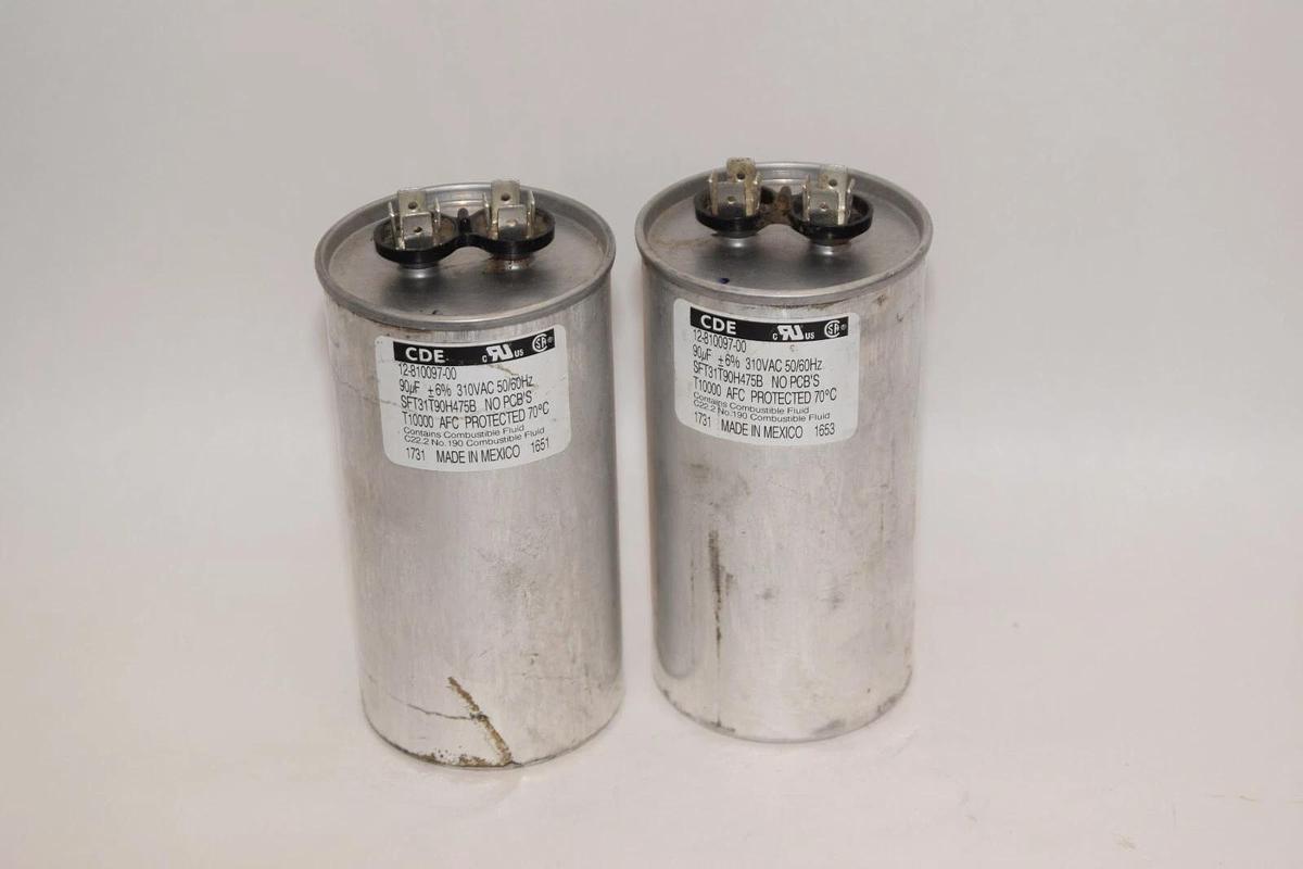 Used (LOT OF 2) CDE 12-810097-00 SFT31T90H475B 90uF 310Vac +/-6% 50/60Hz Capacitor