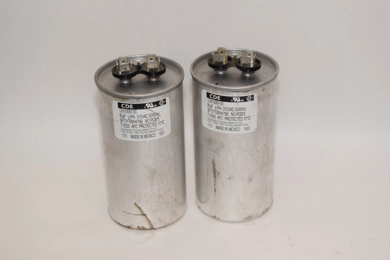 Used (LOT OF 2) CDE 12-810097-00 SFT31T90H475B 90uF 310Vac +/-6% 50/60Hz Capacitor