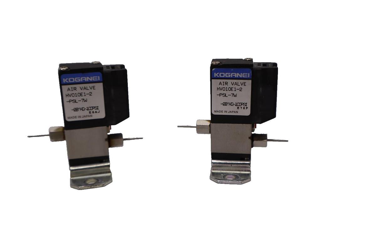 Used Koganei HV010E1-2-PSL-7W , HV010E1 2 PSL 7W Solenoid Air Valve (Lot of 2)