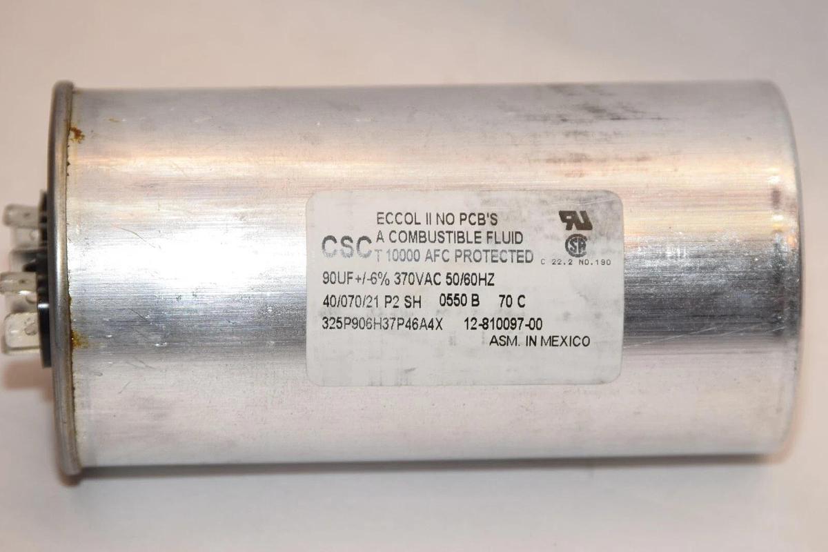 (NEW) CSC 12-810097-00 325P906H37P46A4X 90uF +/-6% 370Vac 50/60Hz Capacitor