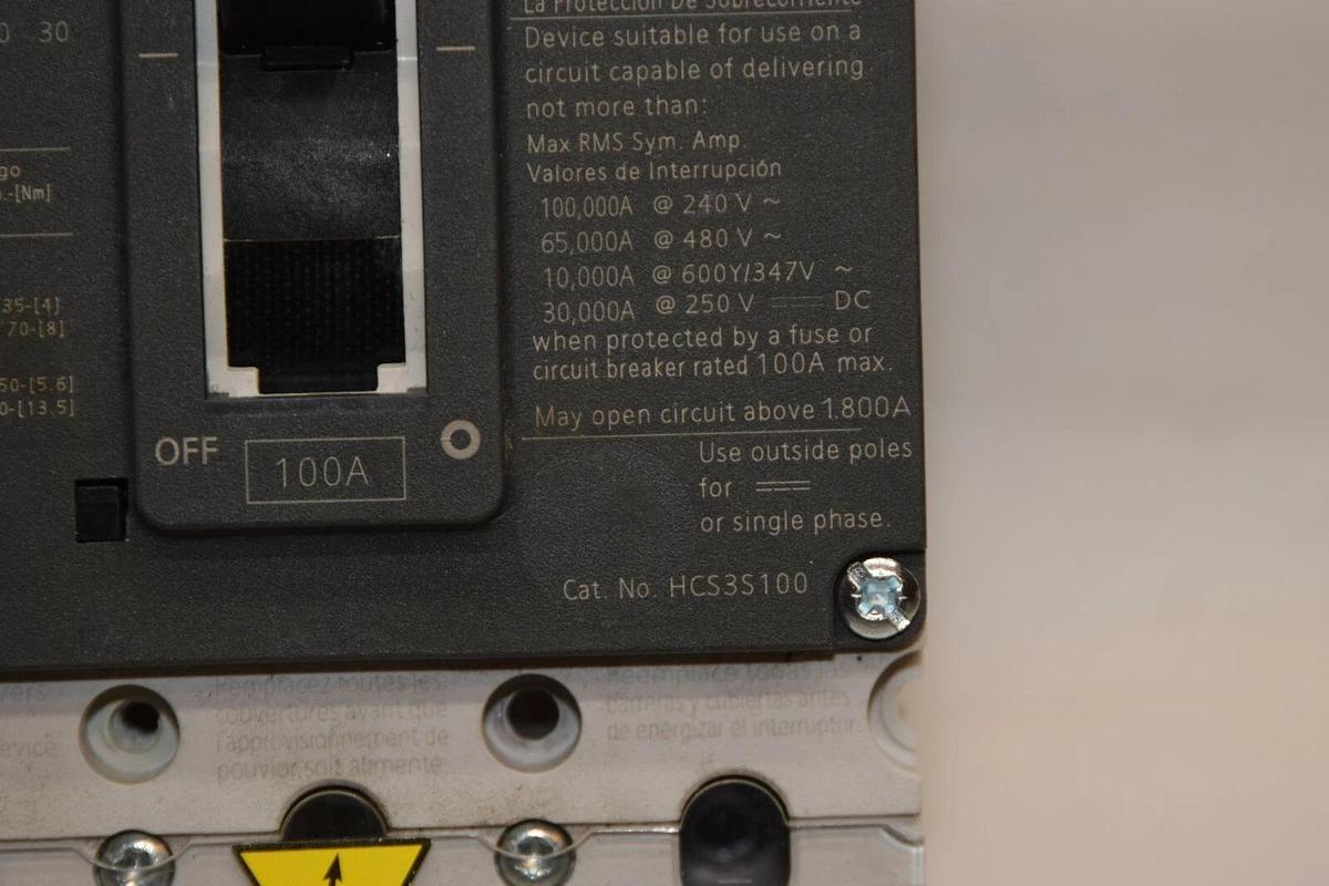 SIEMENS HCGA 100 Amp Breaker 3VL1110-2KE30-0AA0 3VL11102KE300AA0 HCS3S100 100A