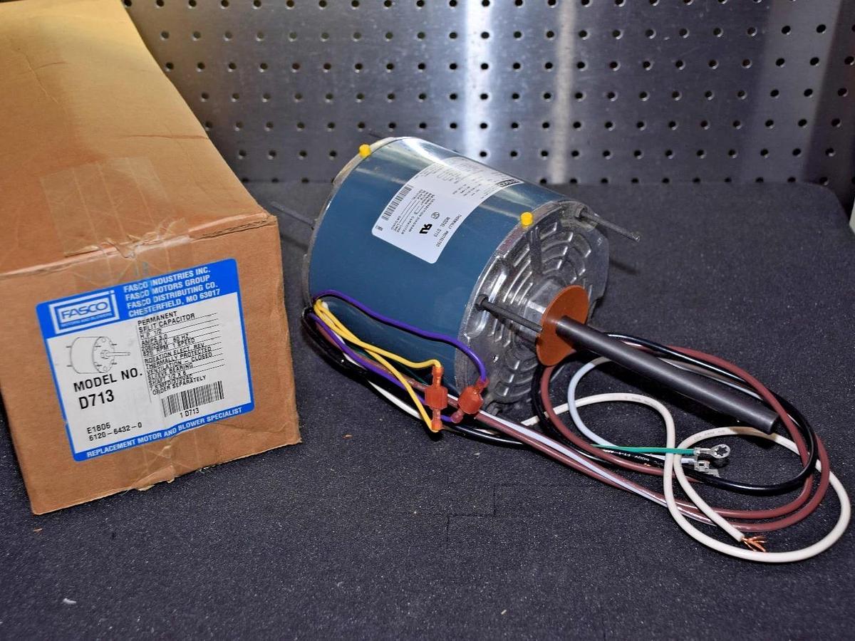 FASCO 1 Single Speed Condenser Motor D713 1/2hp 3.0A 208/230v 60hz 825rpm NEW