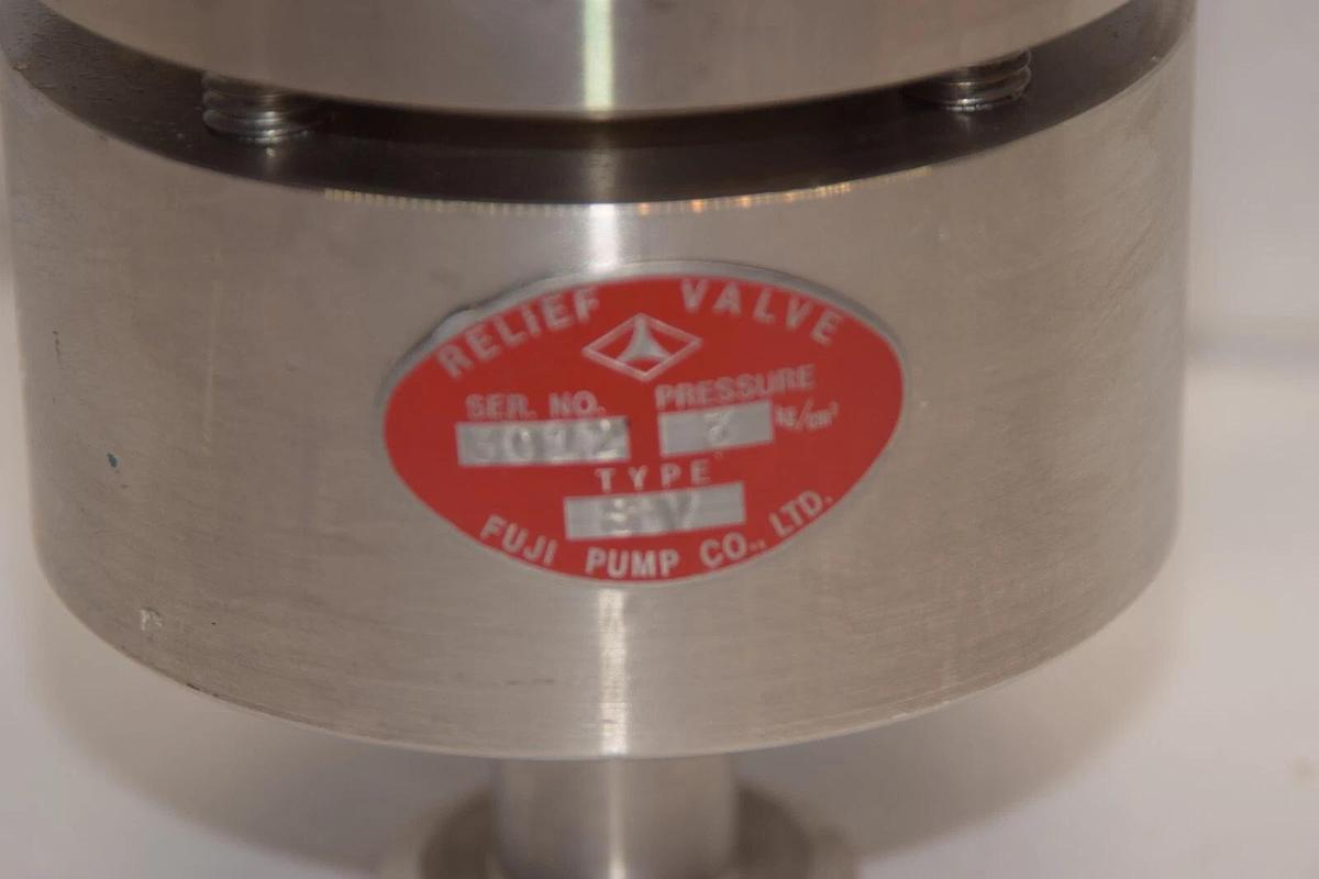 Used FUJI PUMP Co. Type SV 3 kg/cm2 SS Sanitary Pressure Regulating Relief Valve 1"