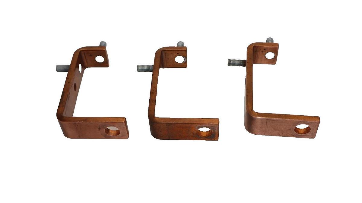 Used 4" x 1" x 1/4" x 2-1/2" x 1" Copper Buss Bar (Lot of 3)