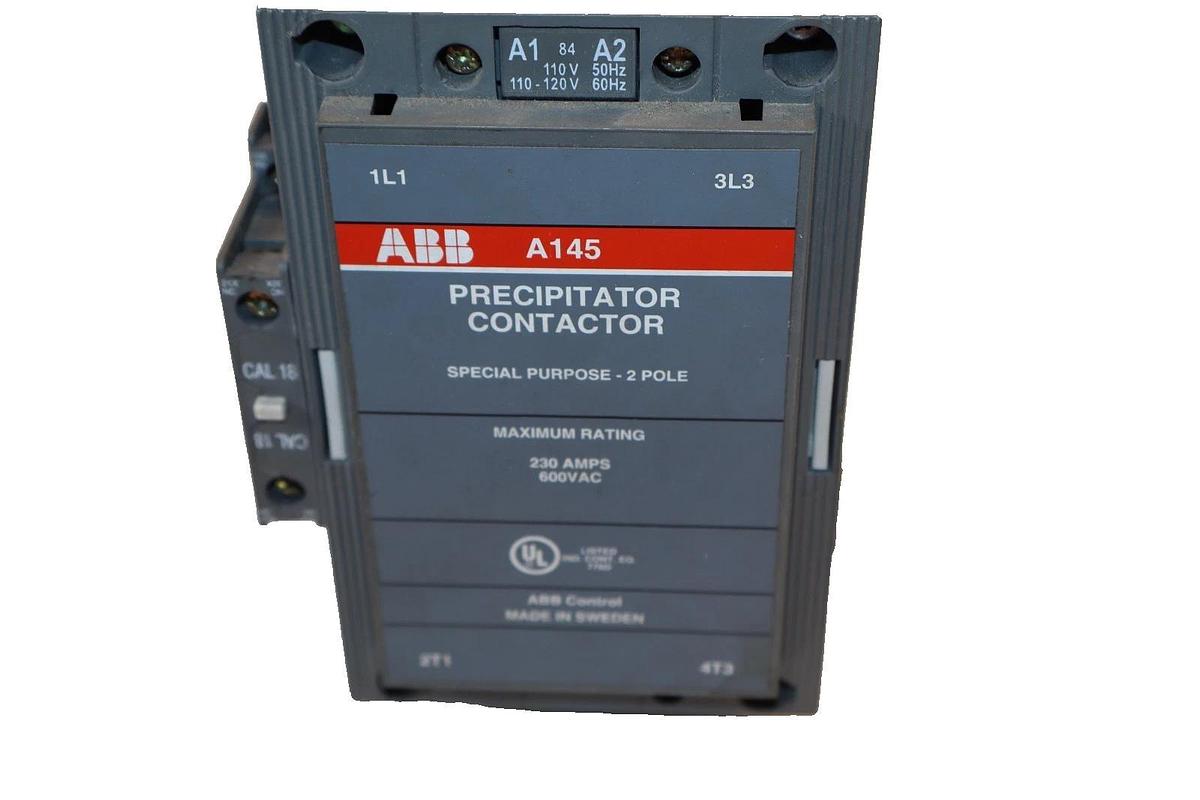 Used ABB A145W Precipitator Contactor 230A 230 Amp 600VAC 2 Pole 110/120v coil