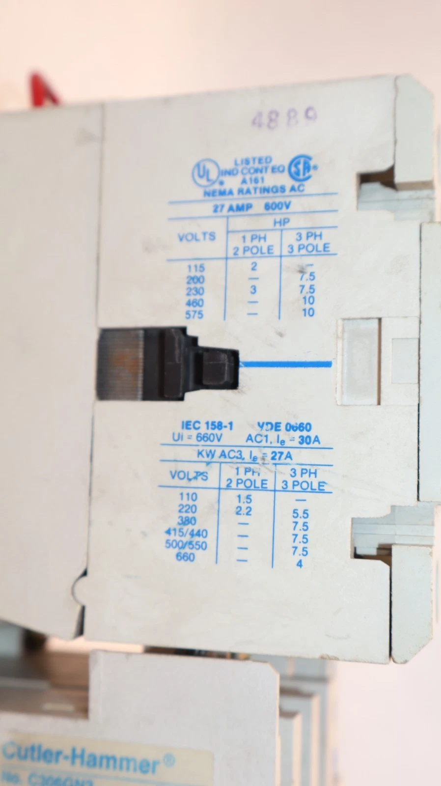 Cutler-Hammer Eaton Starter AN16DN0 Size Sz 1 600V 27A 27 Amp 120v coil 3P