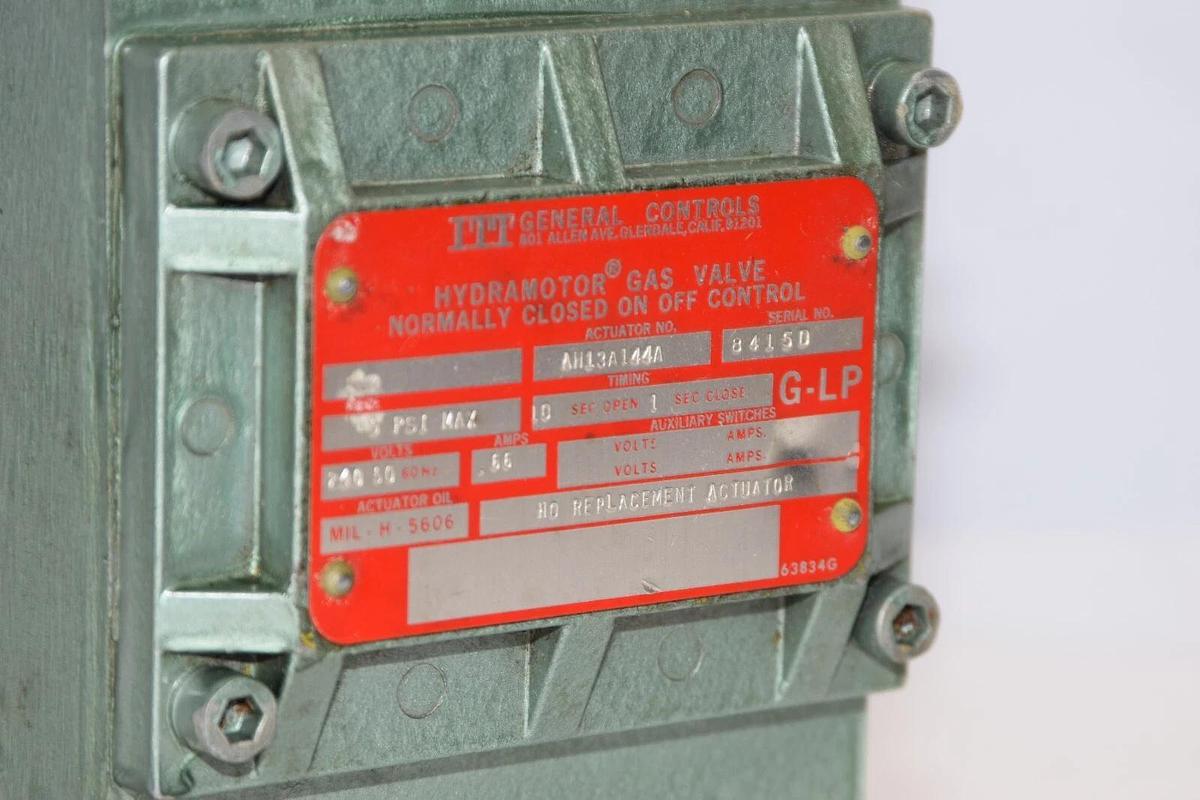 (NEW) ITT AH13A144A 66A 240V 50/60Hz 5psi Hydramotor Gas Valve