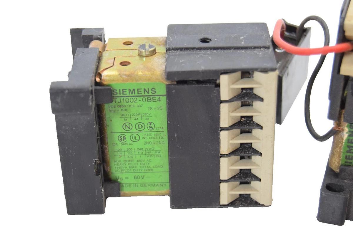 Used Siemens Control Relay 3TJ1002-0BE4 10A 240Vac (Lot of 3)