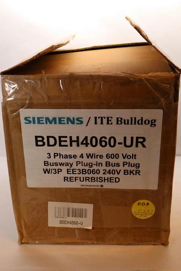 Siemens ITE 100A Busway Plug Plug-In BDEHR100 BDEH4060UR 3ph 4W 600v *REFURB*