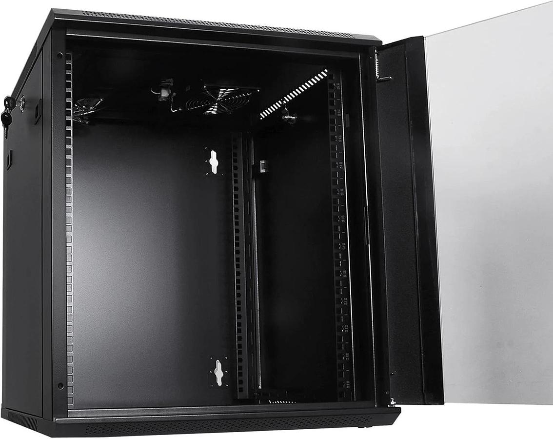RackPath 12U Wall Mount Rack Enclosure, Cooling Fan Brand New