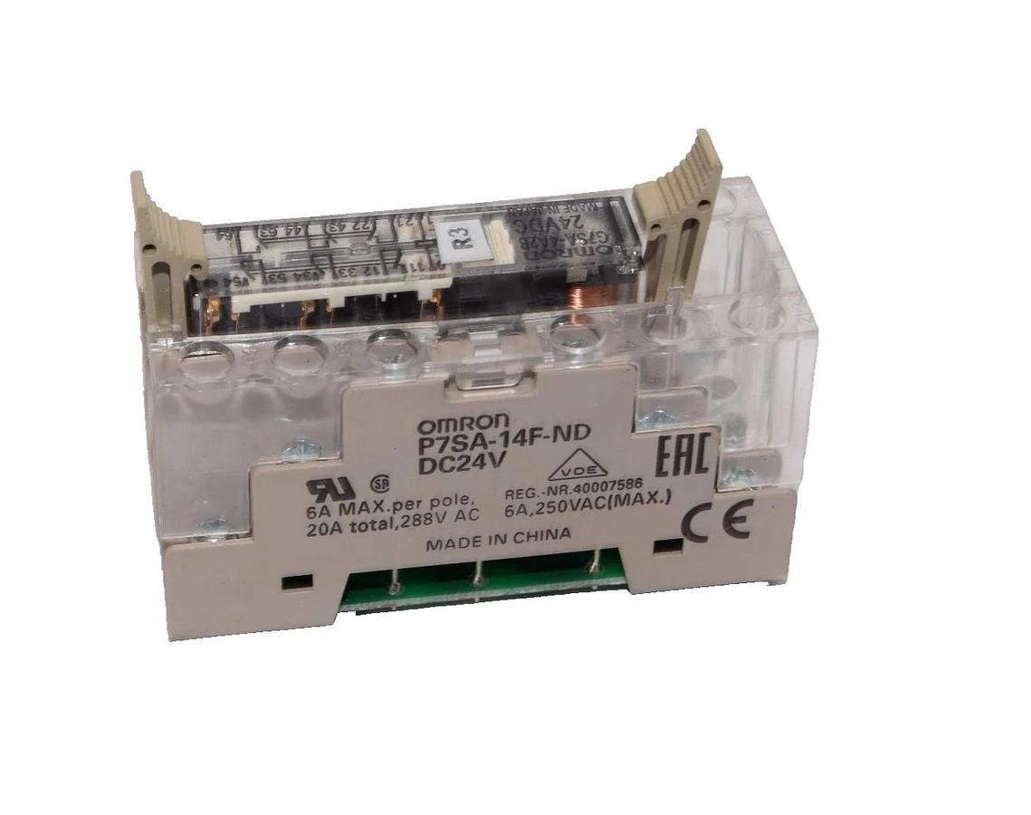 Used Omron P7SA-14F-ND, 24Vdc Safety Relay With G7SA-4A2B 24Vdc Module (Lot of 2)