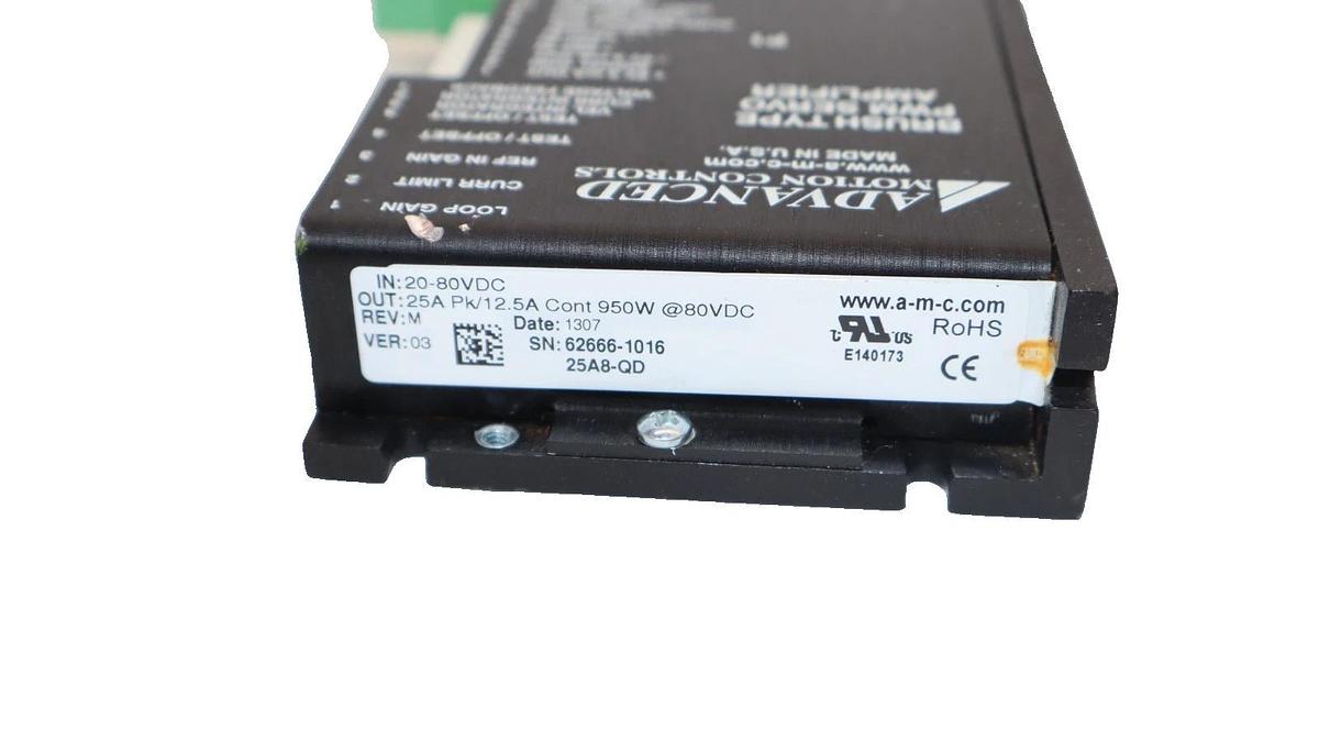 Used Advanced Motion Controls Brush Type PWM Servo Amplifier C25A1B 20-80Vdc Rev M