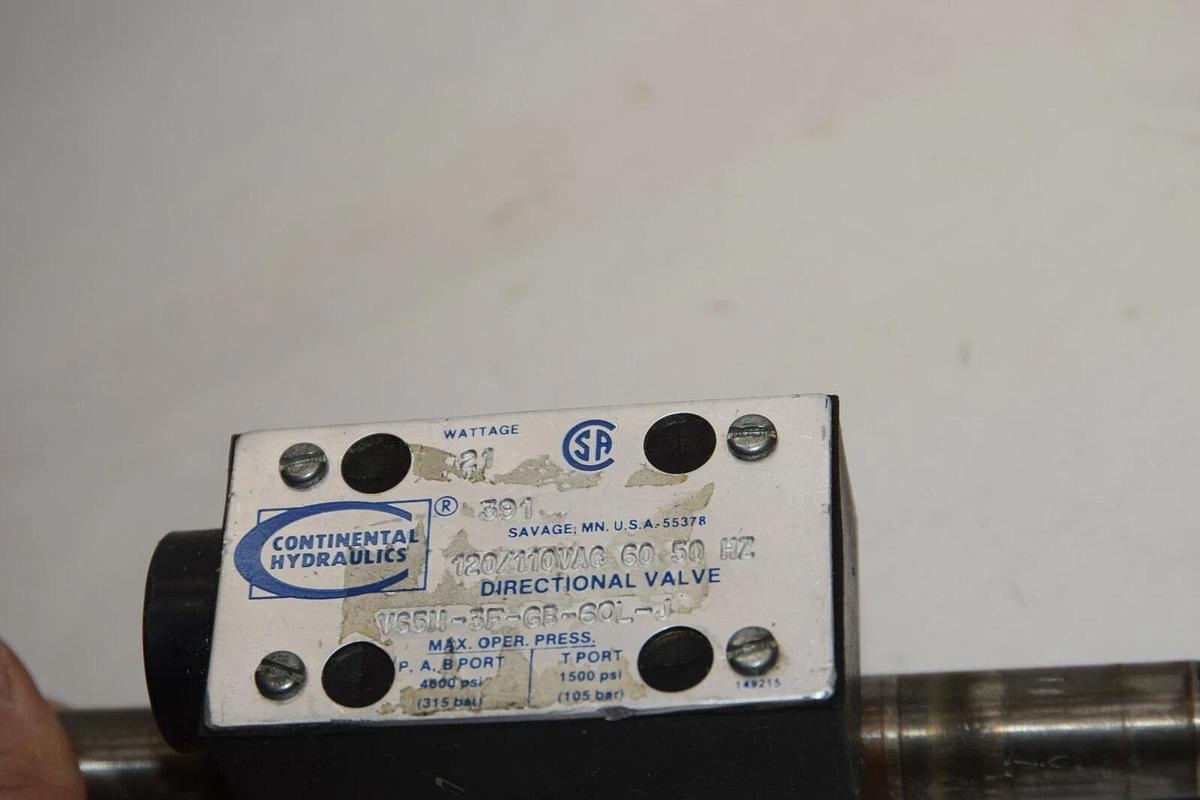 Used CONTINENTAL HYDRAULICS VS511-3F-GB-60L-J 21Watt Directional Valve *No Coils*