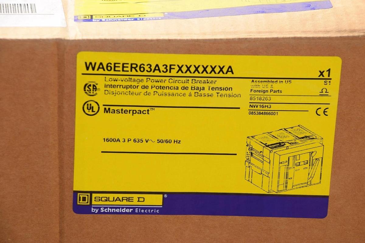 Square D Masterpact Breaker 1600A 1600 Amp NW16H3 WA6EER63A3FXXXXXXA (NEW)