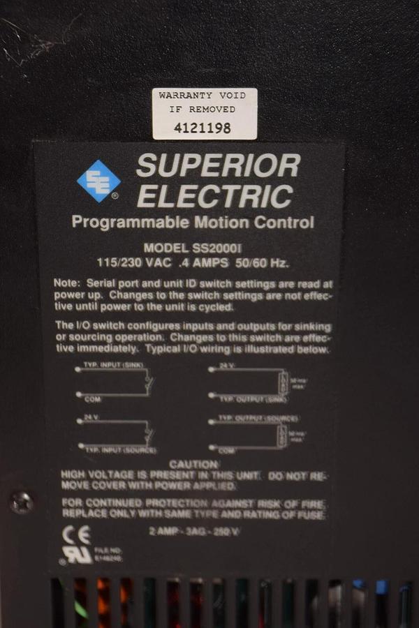 Used SUPERIOR ELECTRIC Slo-Syn 2000 SS2000I 1150/230V Programmable Motion Control