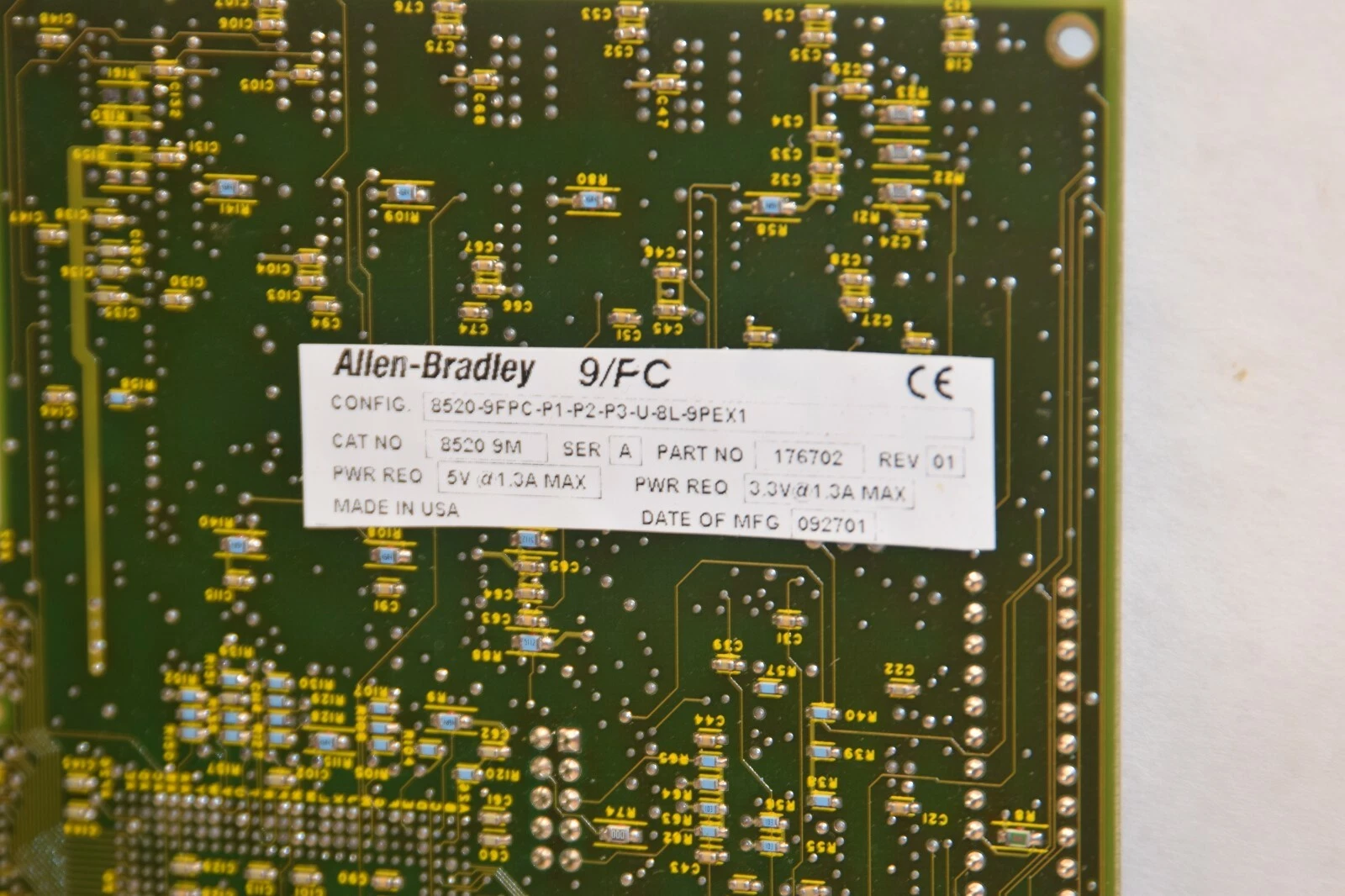 Used Allen Bradley 9/Series card 8520-9FPC-P1-P2-P3-U-8L-9PEX1 8520 9M, 176702, 9/PC