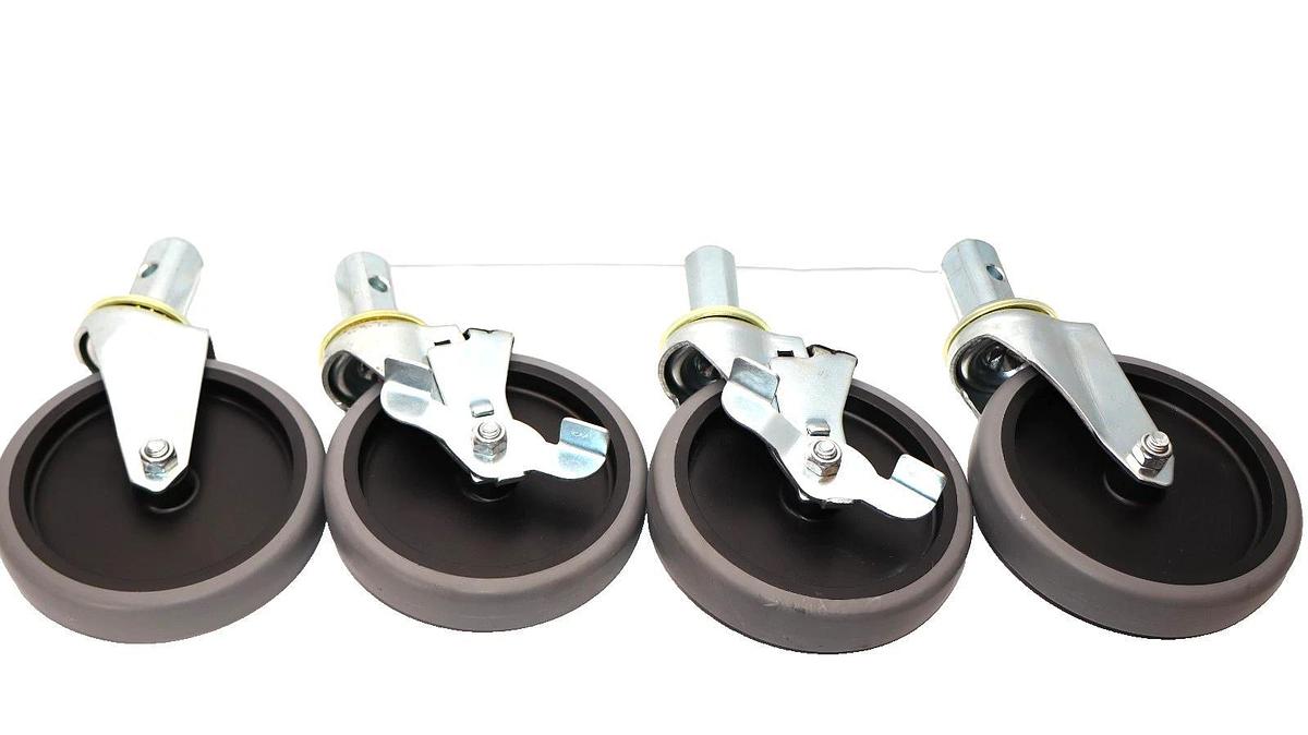 Heavy Duty Swivel Caster 5" w/back Breaks A-93211 , 5x1 (New - Set of 4)