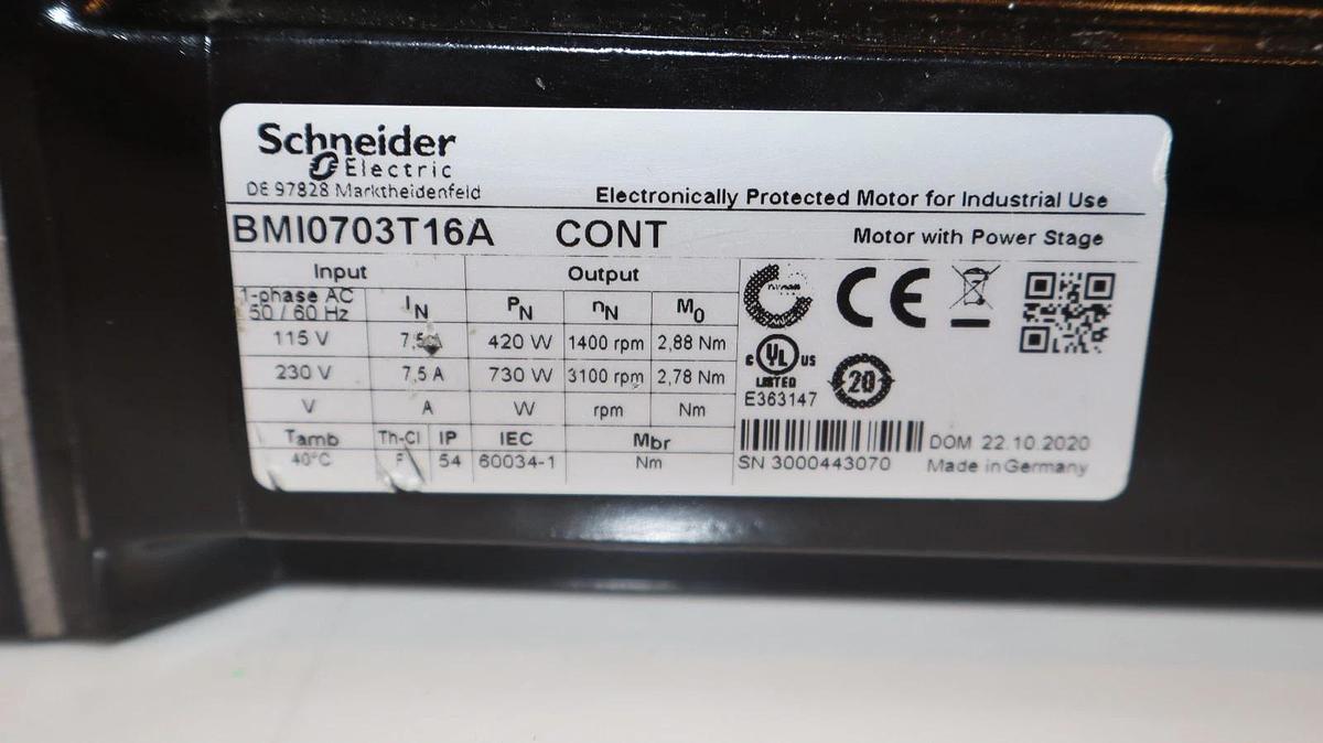 Refurbished Schneider Electric Servo Motor BMI0703T16A , TE 2176146-1 , LXM32iCAN (Refurb)