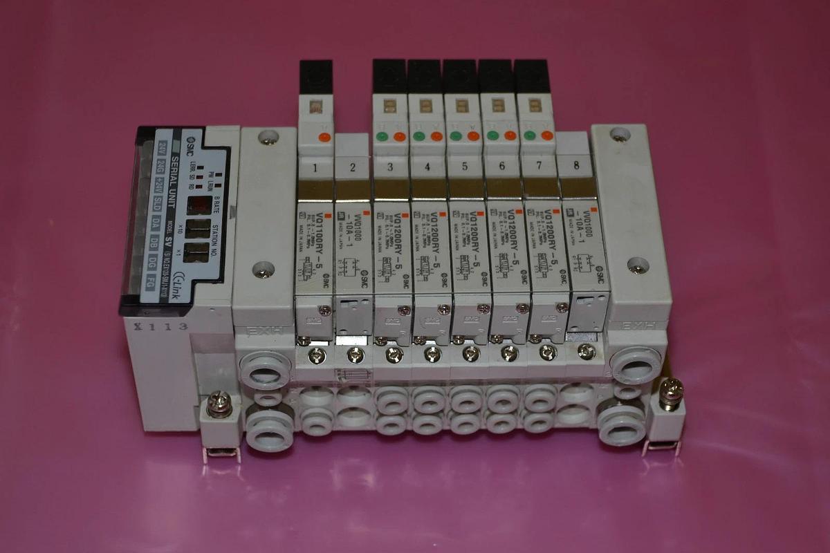 Used SMC MANIFOLD EX120-SMJ1 SOLENOID VALVE VQ1100RY-5 VQ1200RY-5 VVQ1000-10A-1