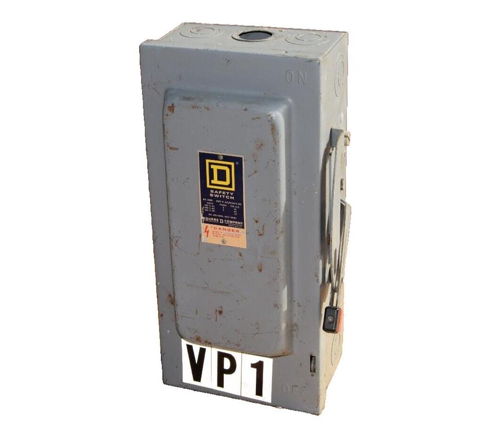 Used SQUARE D HU-362 HU362 Ser E1 60A 60 Amp 60 A 600V Unfisible Safety Switch Type 1