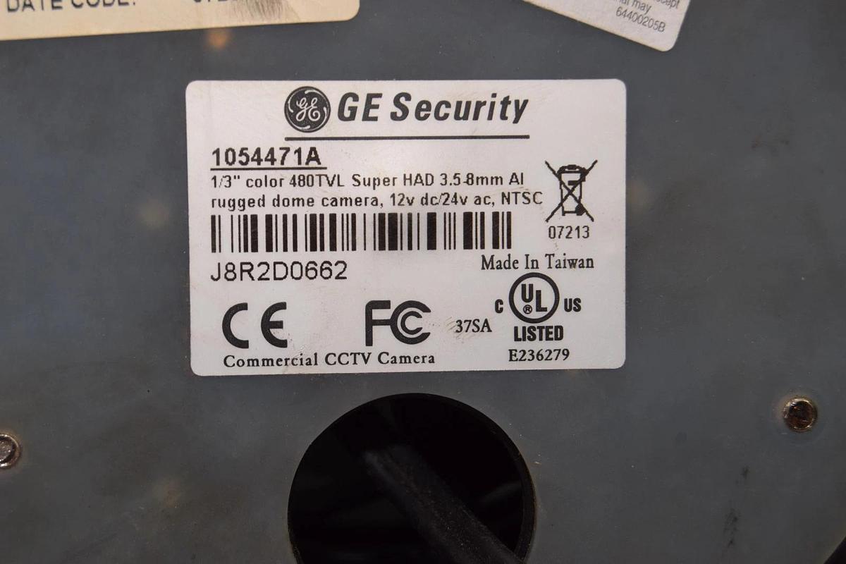 Used GE DR-1500-VFA9-SBB 1/3" Color 480TVL 12Vdc 24Vac 9-22mm Dome Security Camera