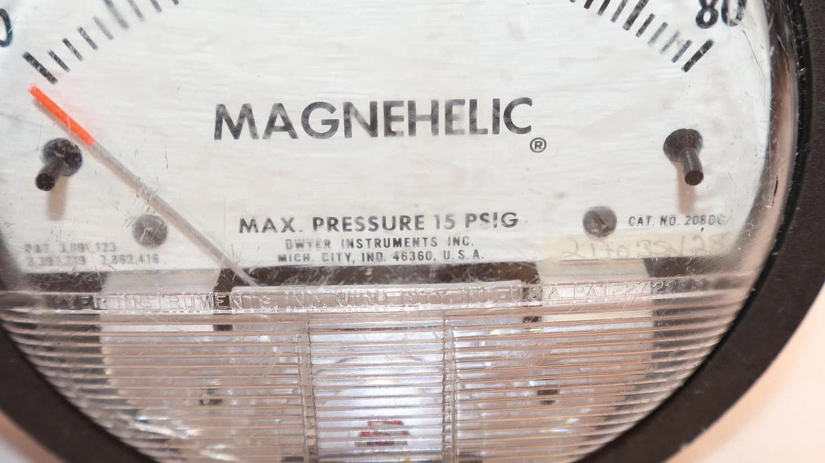 Used Dwyer 2080 C Magnehelic Differential Pressure Gauge 0-80"