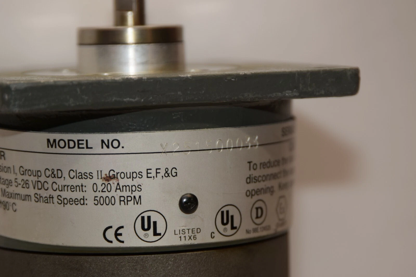 Used DYNAPAR X251500033 0.20A 5-26Vdc For Hazardous Locations Encoder