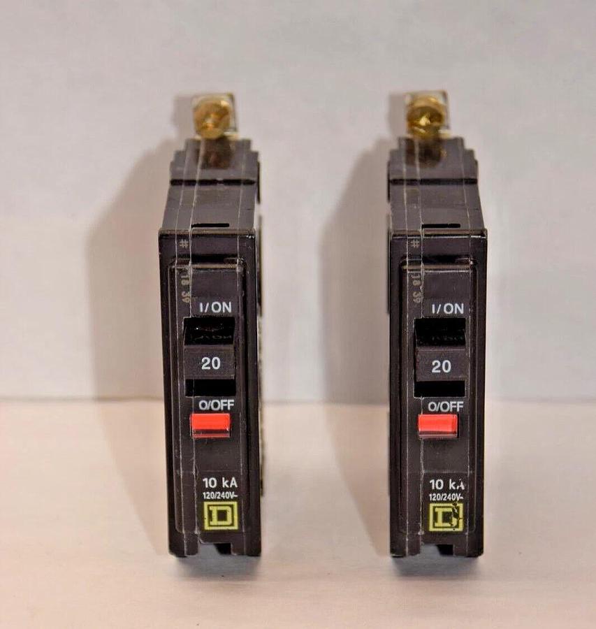 (Lot of 2) Square D Breaker HACR QOB 20A 20 Amp DP-4075 1 pole 1p 120/240v NEW