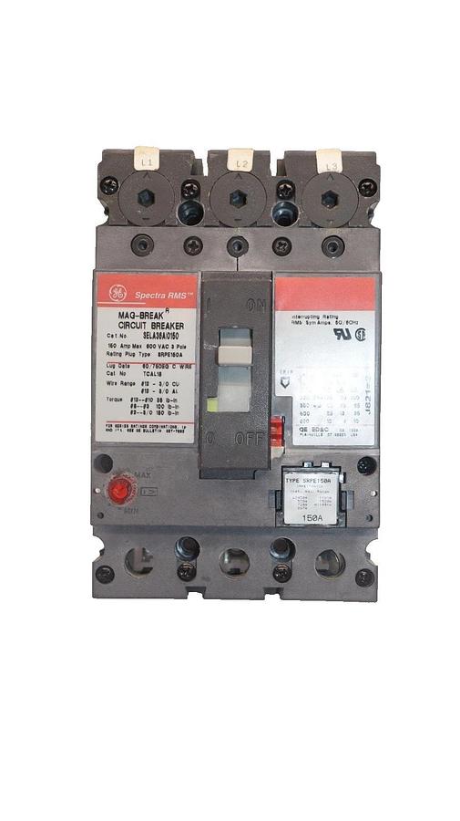 Used GE / GENERAL ELECTRIC SELA36AI0150 3P 150A 150 Amp A Breaker w/ SRPE150A Shunt
