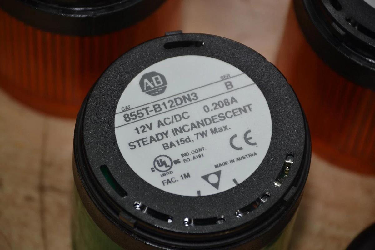 Used ALLEN BRADLEY AMBER 855T-B12DN5 / GREEN 855T-B12DN3 SERIES B STACK LIGHT