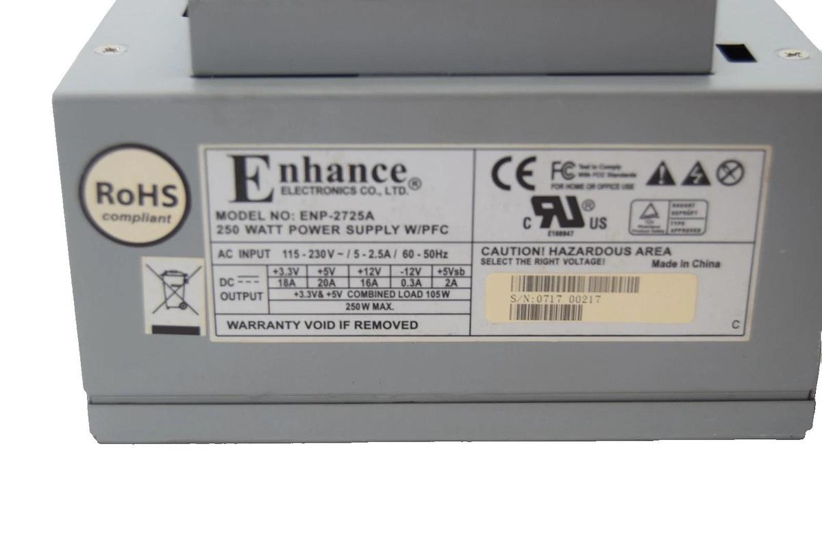 Used Enhance ENP-2725A , ENP2725A 250W Power Supply