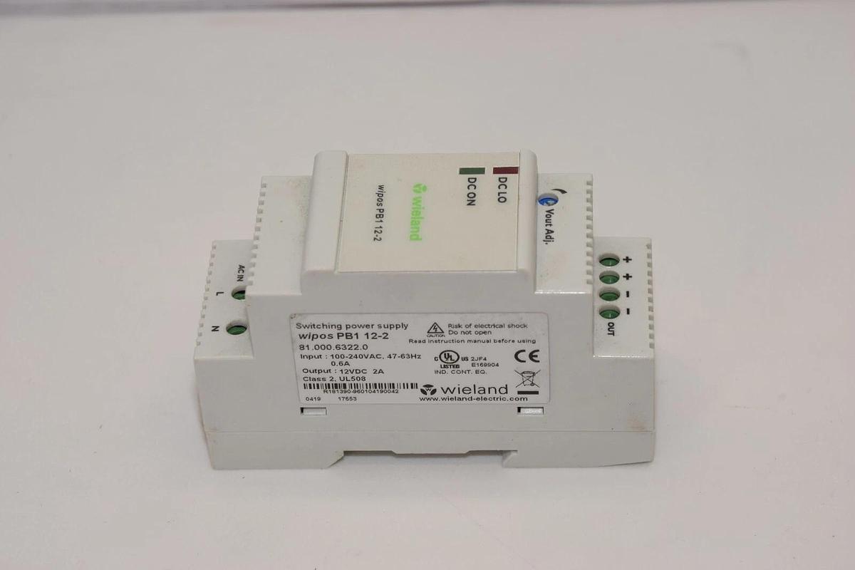 Used WIELAND PB1 12-2 , 100-240Vac 47-63Hz 0.6A Switching Power Supply