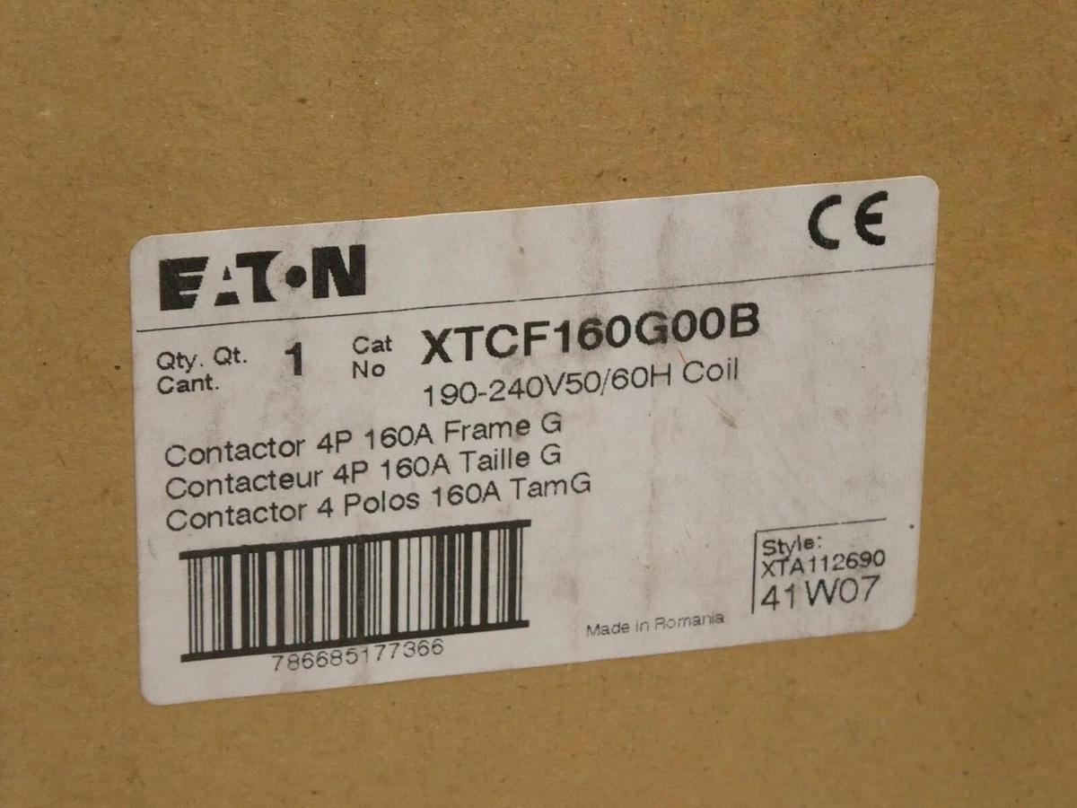 Used (New) Eaton XTCF160G00B  4 pole 160 Amp Contactor 190-240 Volt Coil