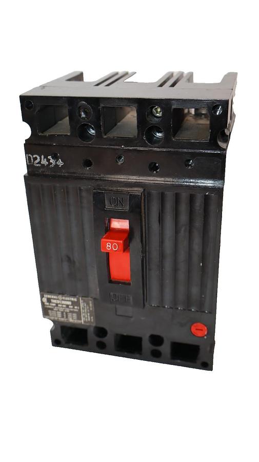 Used GE Molded Case Circuit Breaker THED136080 80A 80 Amp 3P 600Vac *READ*