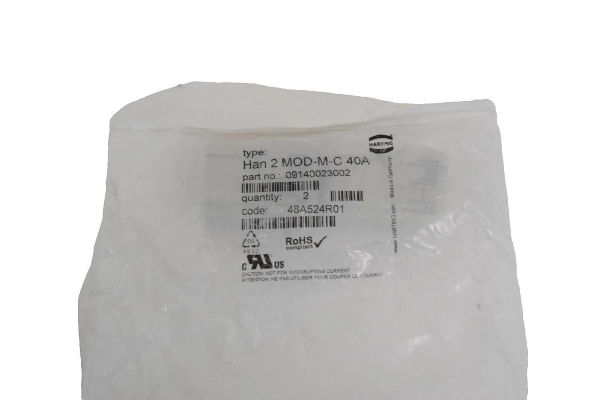 Harting Han 2 MOD-M-C 40A Module Crimp Male Connector 09140023002 *Pack of 2 NEW