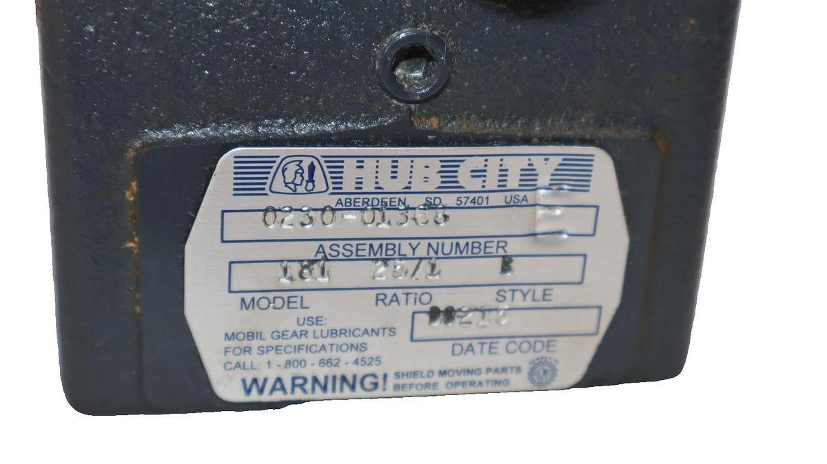 Used Hub City Gear Box Speed Reducer 0230-01368 023001368 Model 181 Style B 25:1 *NOS