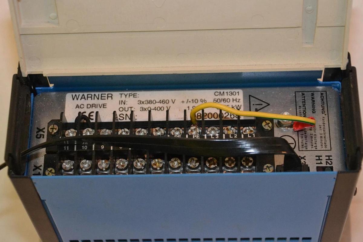 Used Warner AC Drive CM1301 .75kW with CM052 Controller In: 380-460v Out: 0-400v