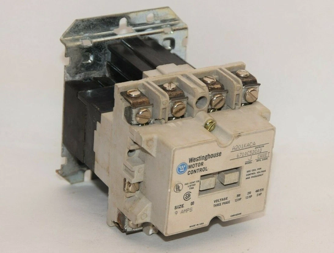 Used WESTINGHOUSE A201KACA Size 00 9A 9 Amp 9 A Motor Control Contactor