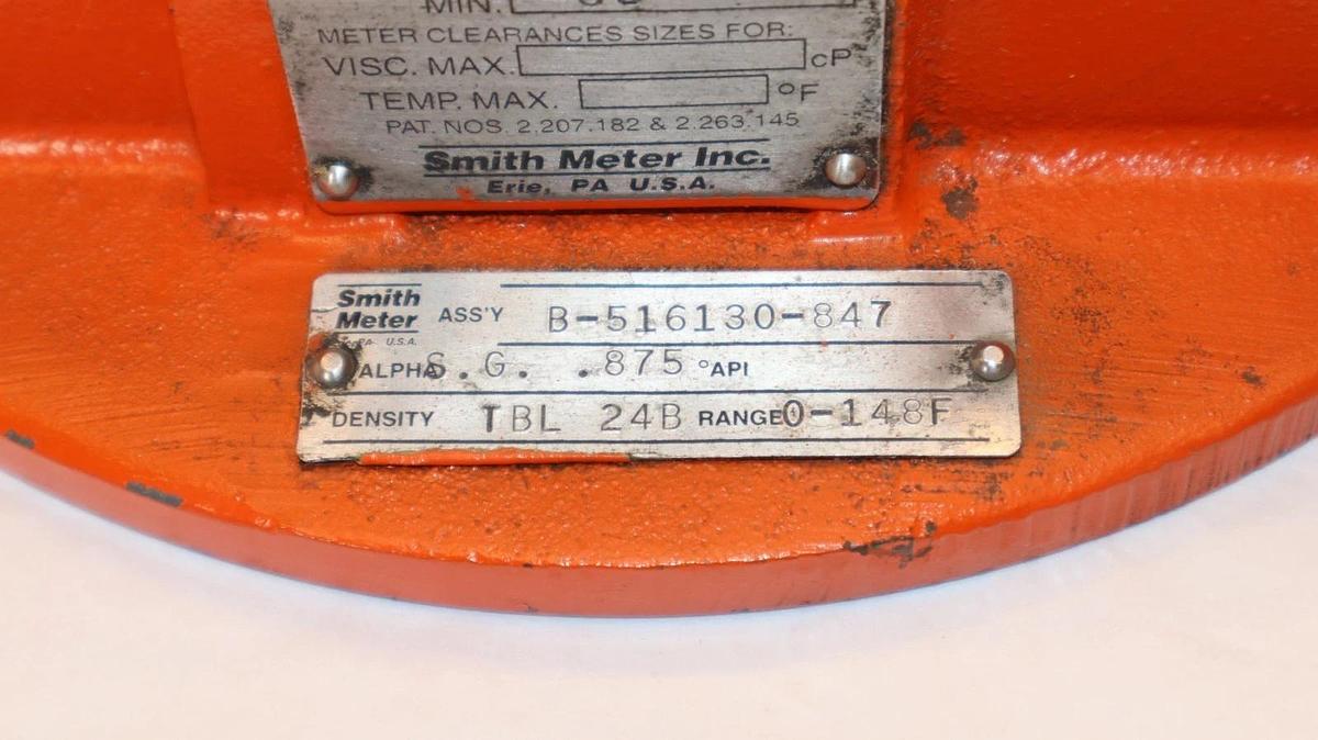 Used Smith Meter Rotary Vane Flow Meter B-516130-847 E4-S1 512025-0 B.847
