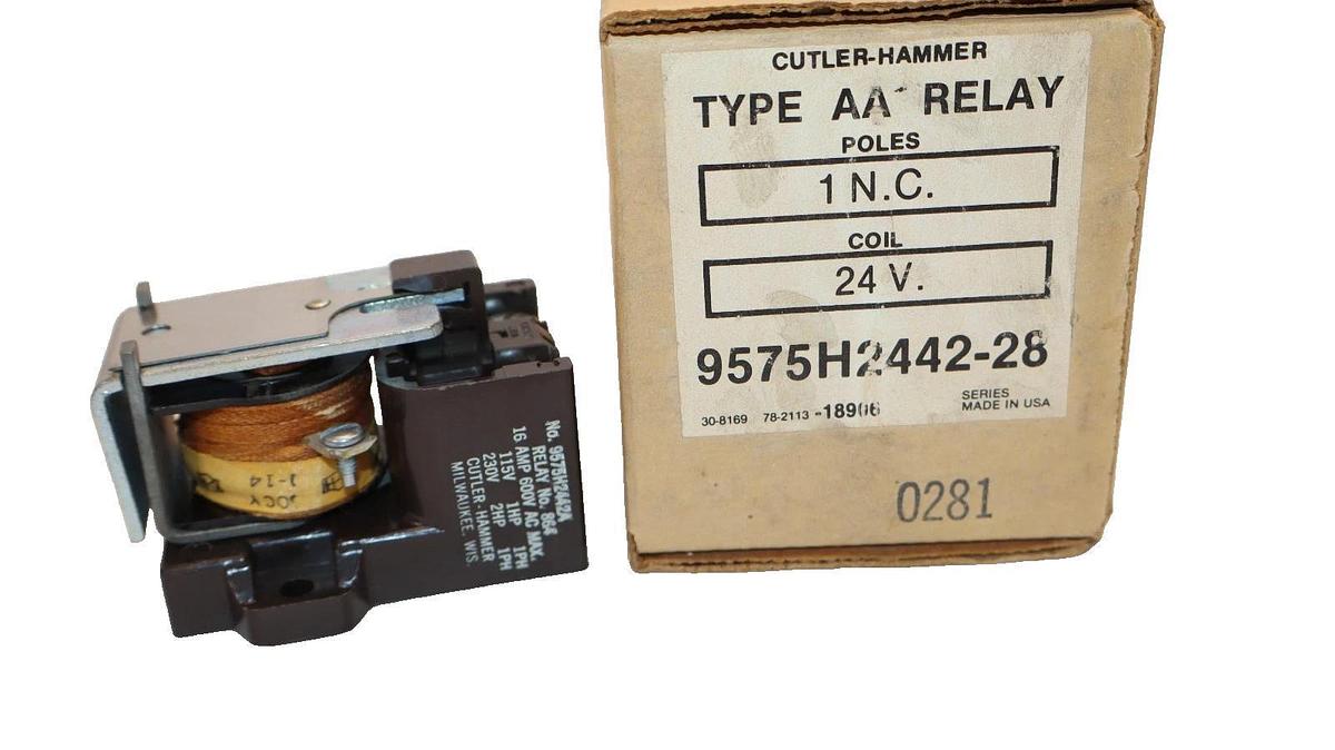 Cutler Hammer Type AA Relay 1P 24V Coil , 9575H2442-28 (New)