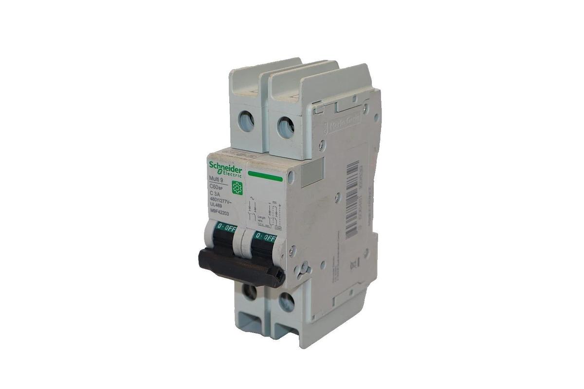 Used Schneider Electric M9F42203 3A Amp 2P Multi 9 Circuit Breaker