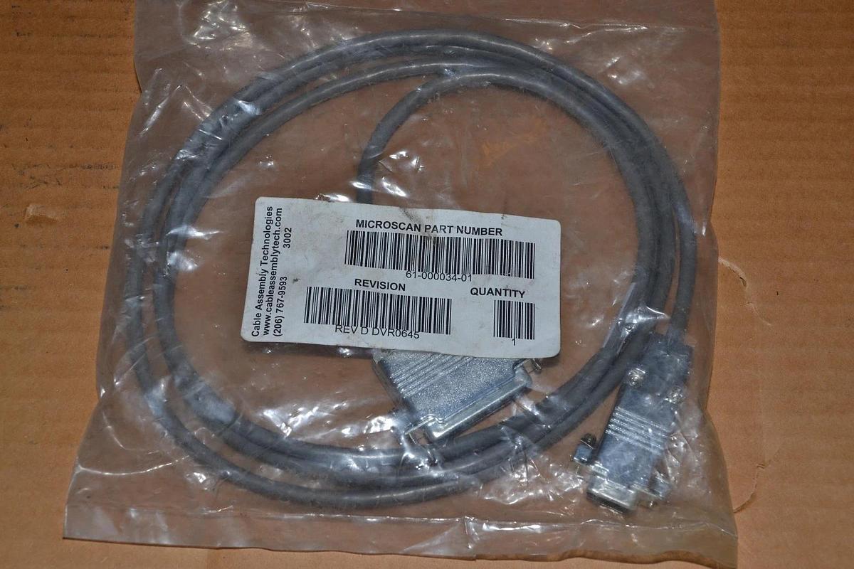 CABLE ASSEMBLY TECHNOLOGIES MICROSCAN CONNECTOR 61-000034-01 REV D DVR0645 NEW