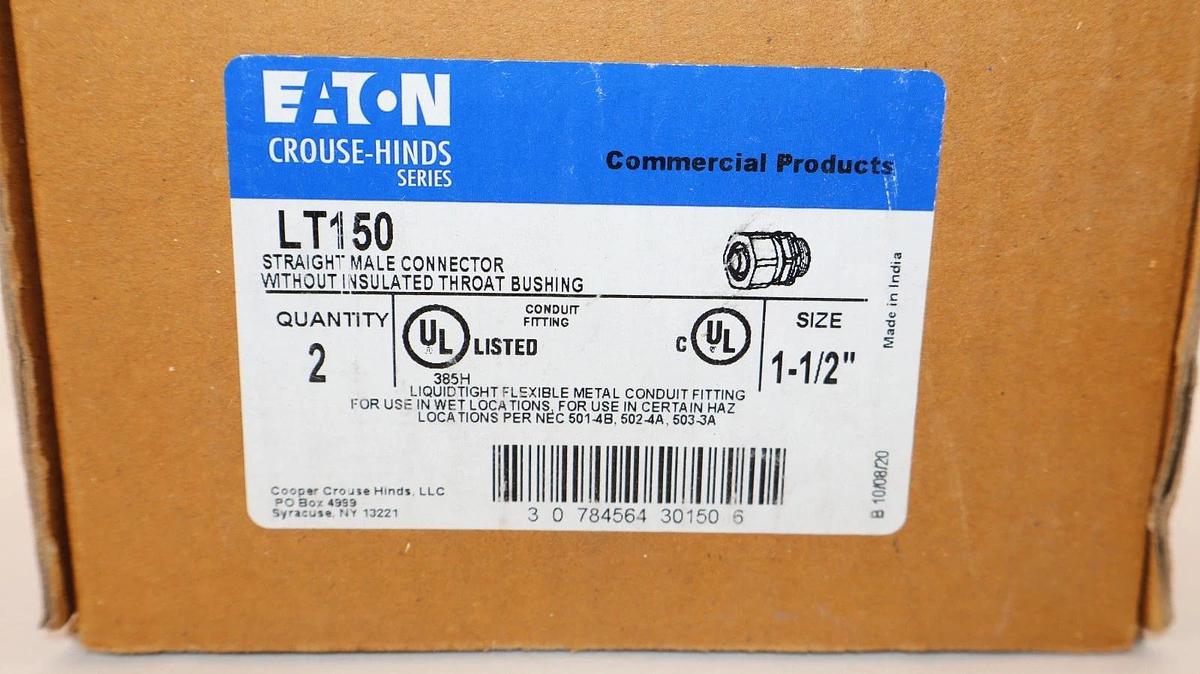 Eaton LT150 1-1/2" Liquidtight Flexible Metal Conduit Fitting (New - Box of 2)
